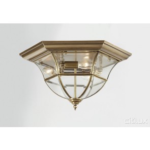 North St Marys Traditional Brass Made Flush Mount Ceiling Light Elegant Range Citilux