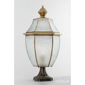 Pyrmont Traditional Outdoor Brass Made Pillar Mount Light Elegant Range Citilux