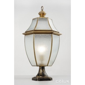 Quakers Hill Classic Outdoor Brass Made Pillar Mount Light Elegant Range Citilux