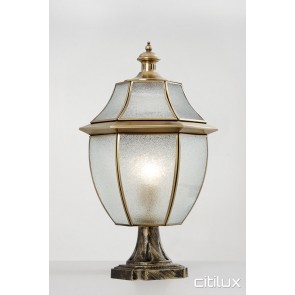 Queens Park Traditional Outdoor Brass Made Pillar Mount Light Elegant Range Citilux