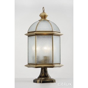 Redfern Traditional Outdoor Brass Made Pillar Mount Light Elegant Range Citilux